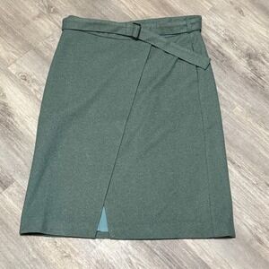 Alfani 100% polyester belted wrap‎ green skirt size 14